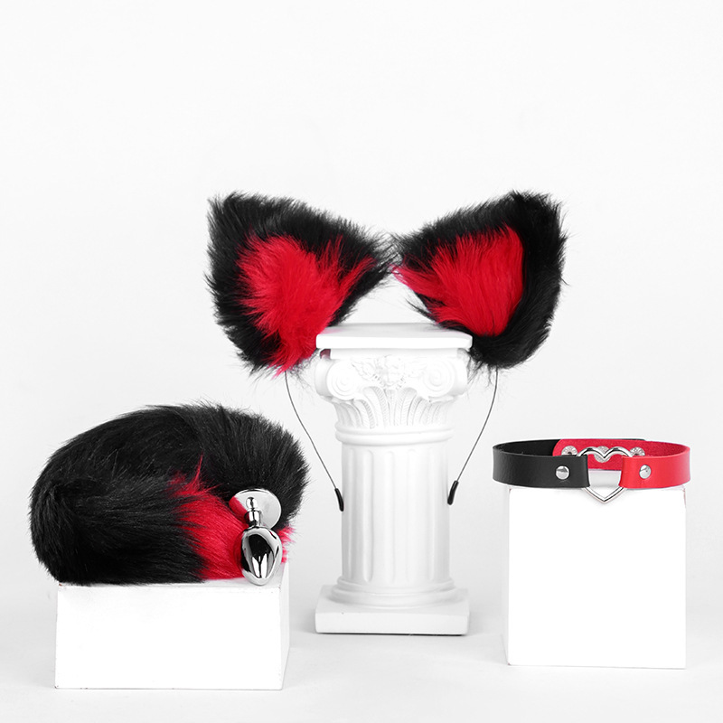 Three-piece Fox Tail Costume Set - Black & Red - image 9