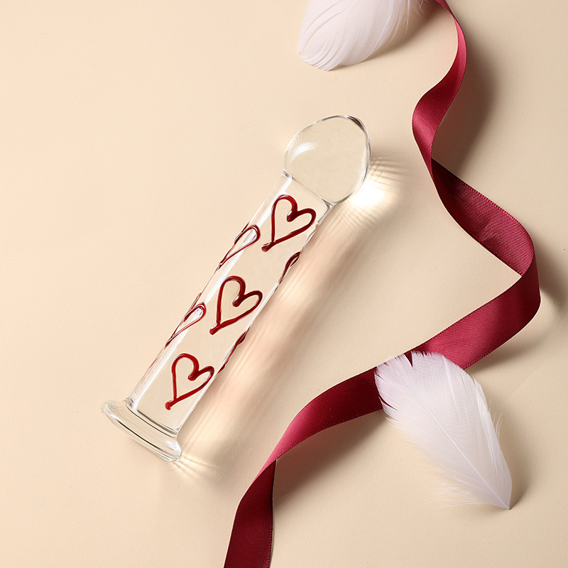 Luxury Glass Dildo with Red Heart Tip – G-Spot & Anal Pleasure Toy-WeLovePlugs