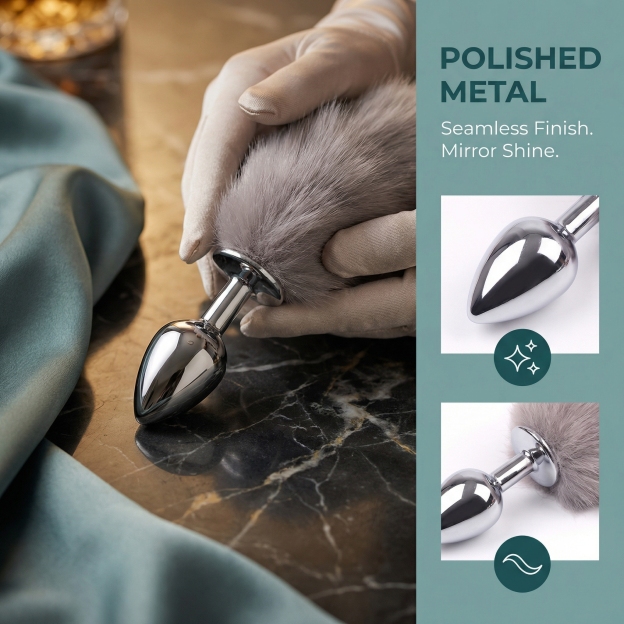 Gray Fox Tail Butt Plug • 18.1 Inch Tail - image 9