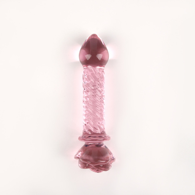 Pink Rose Glass Dildo - C - image 1