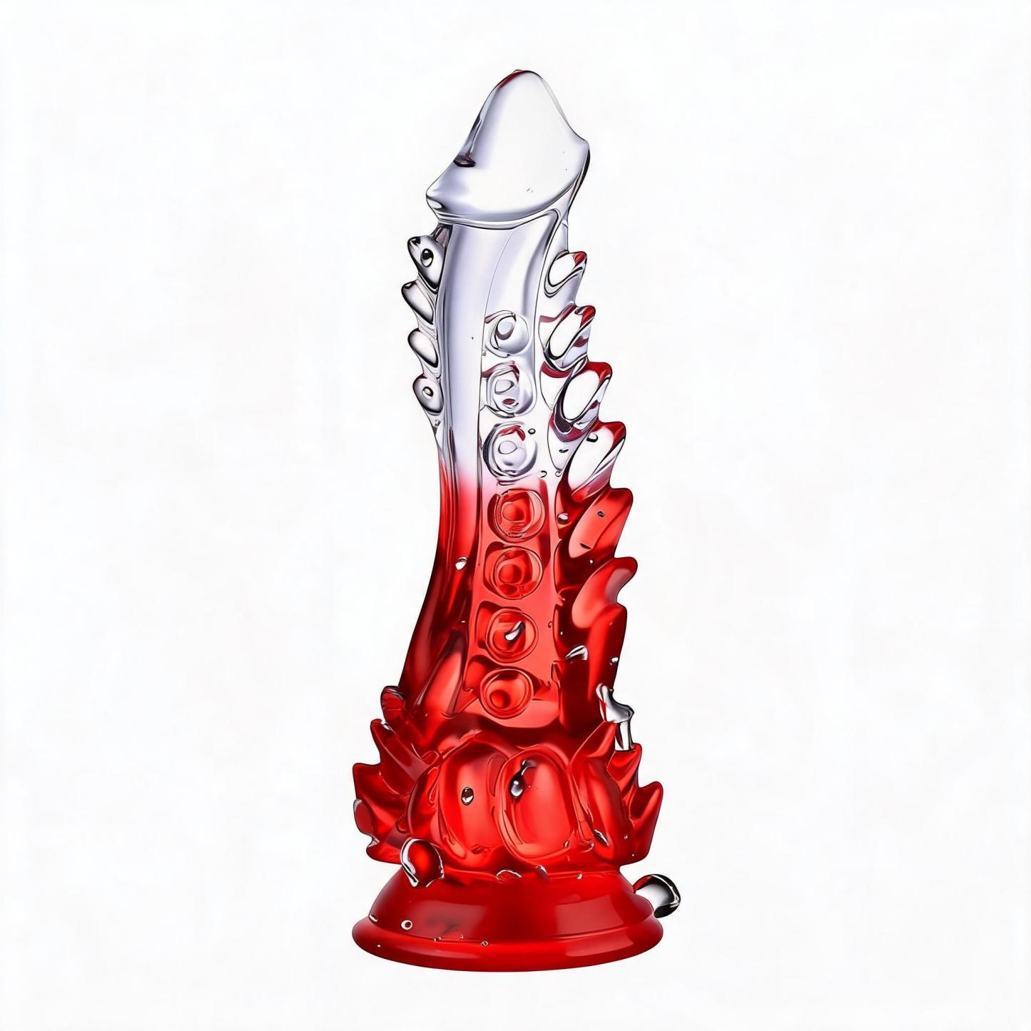 Crystal Clear Curved TPE Dildo for Women – 8.86 Inches - Red - image 19