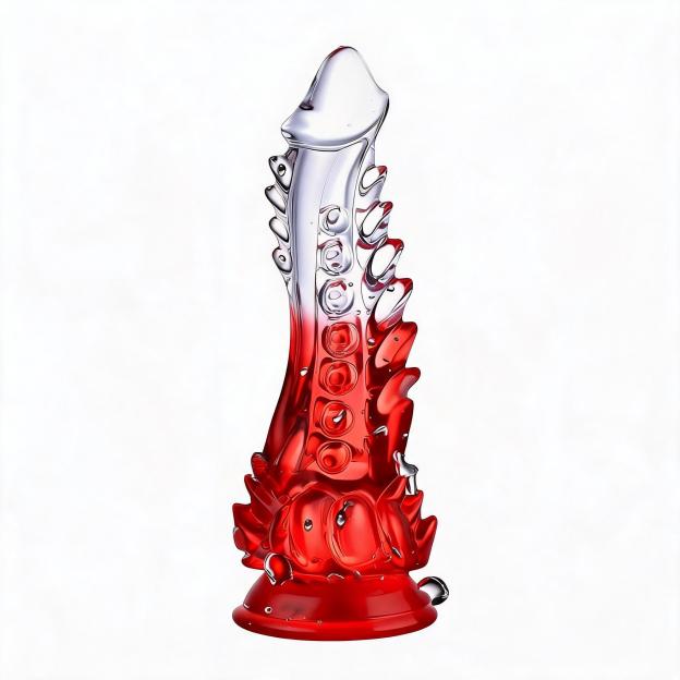 Crystal Clear Curved TPE Dildo for Women – 8.86 Inches - Red - image 19