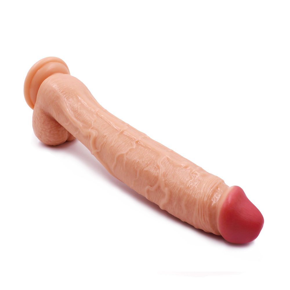 Realistic Silicone Extra Long 12-inches Big Dildo with Balss & Suction