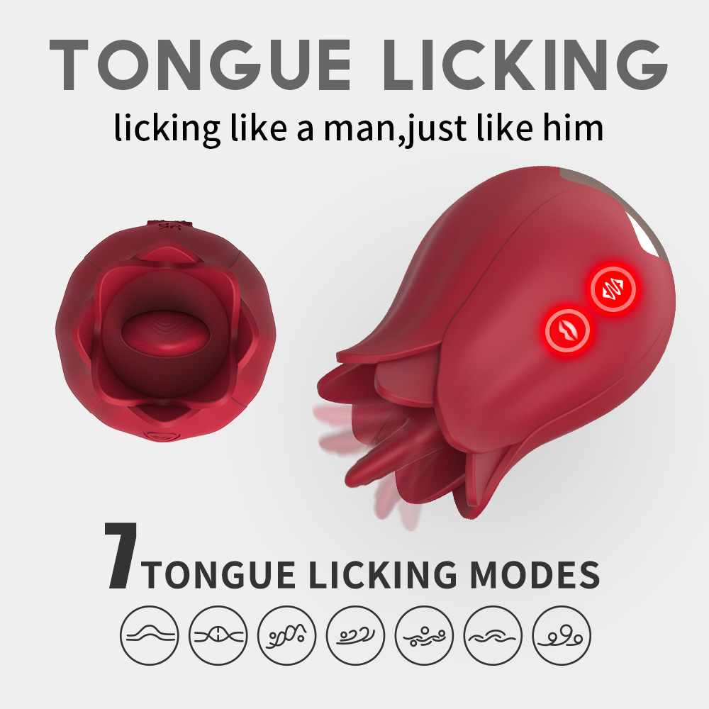 2-in-1 Rose Toy – Clitoral Licking & Vibratior - Waterproof & Quiet