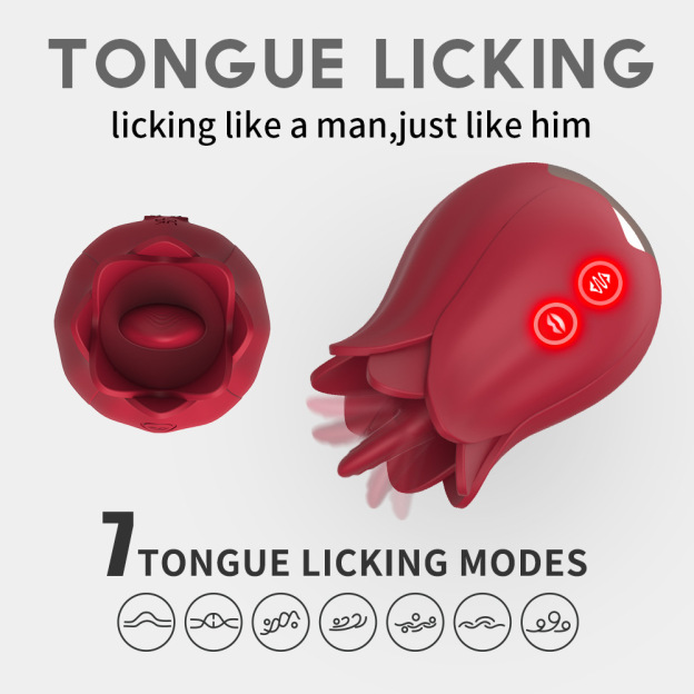 2-in-1 Rose Toy – Clitoral Licking & Vibratior - Waterproof & Quiet