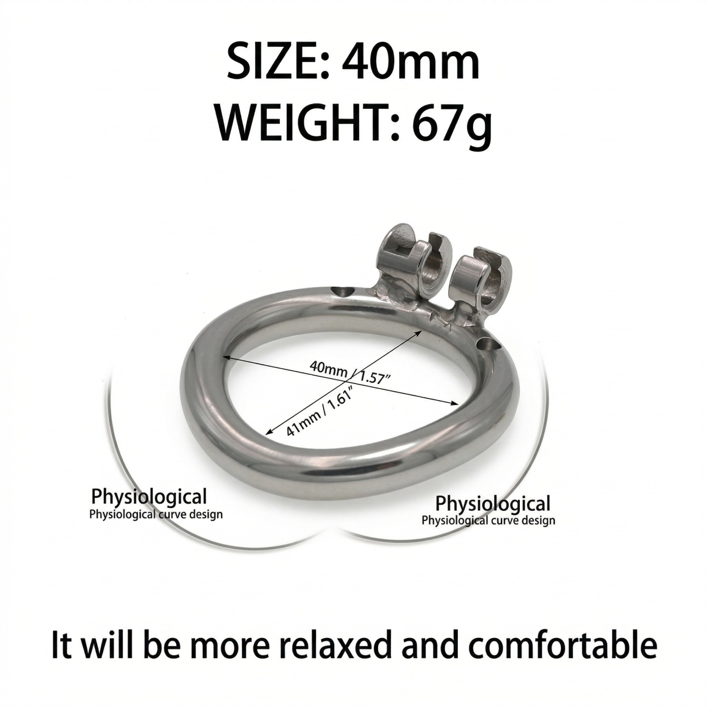Stainless Steel Male Chastity Cage with Secure Lock - 40mm - image 3