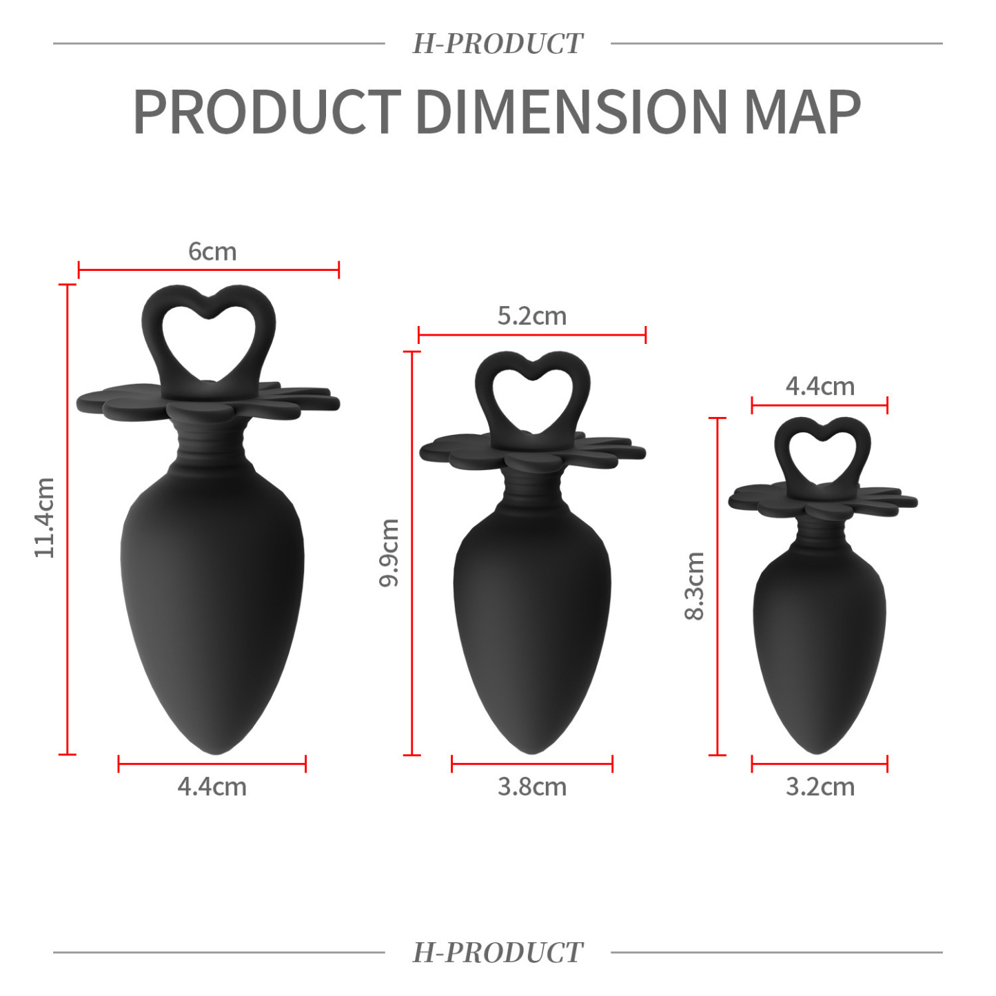 Heart-shaped Loop Silicone Anal Plug Set