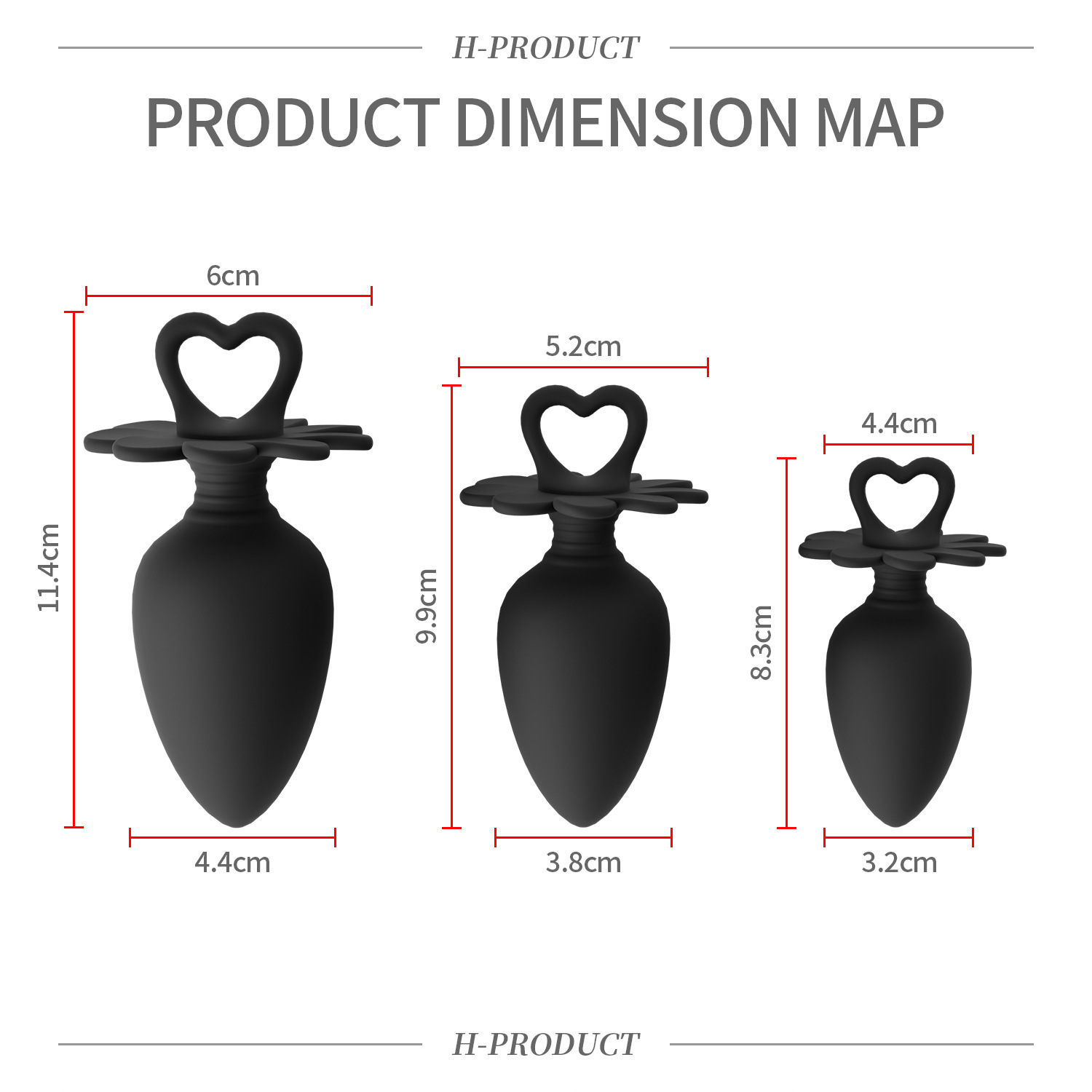 Heart-shaped Loop Silicone Anal Plug Set