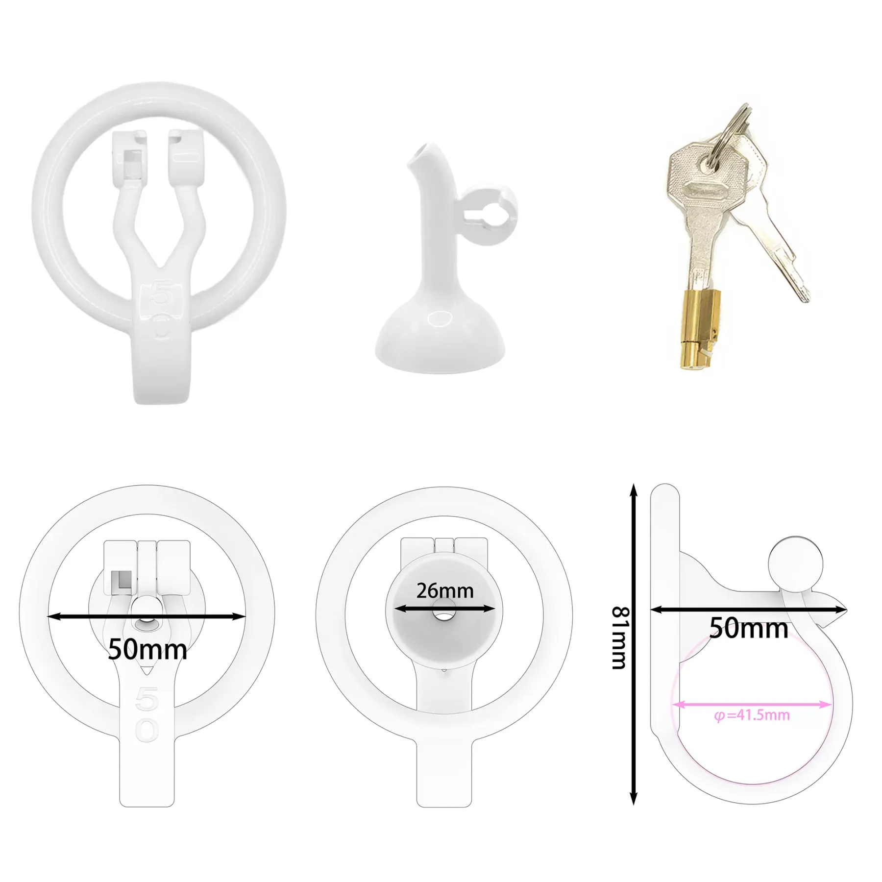 3D Printed Inverted Chastity Cage - White - 50mm - image 7