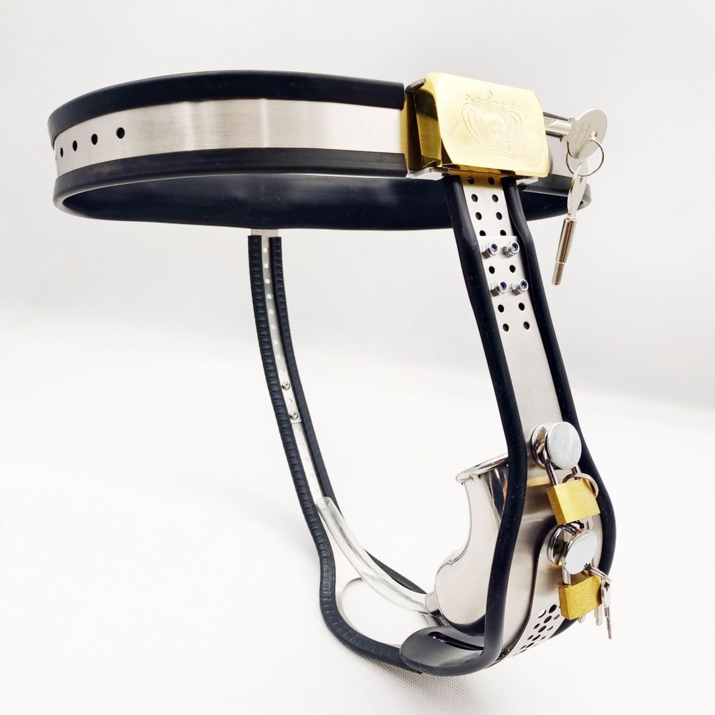 Sissy Lock Steel Chastity Belt with Urethral Sounder-WeLovePlugs