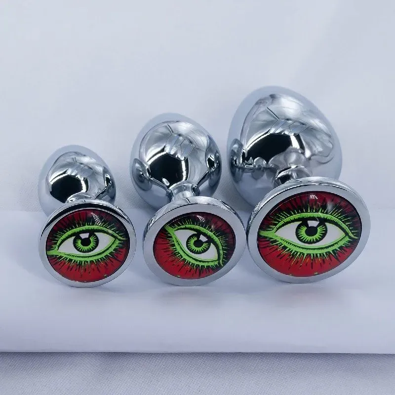 3-Round Jewel Butt Plug - Green - image 1