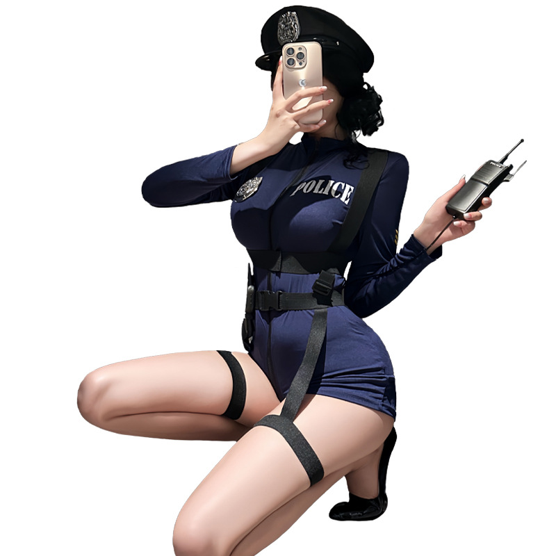 Elegant Officer-style Fitted Police Costume - Blue - One Size - image 5