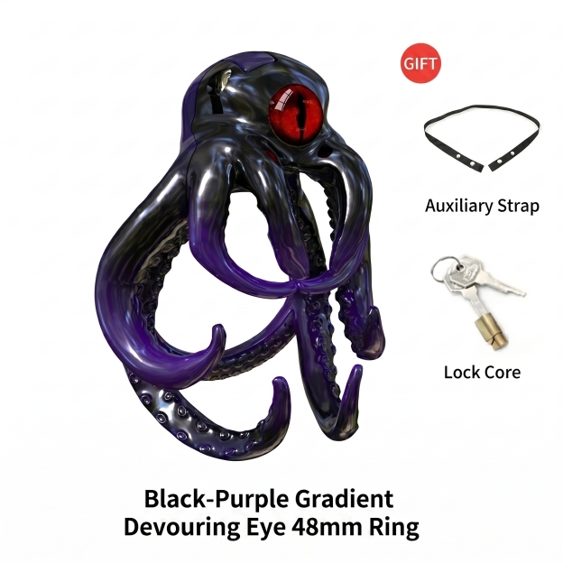 Octopus Kraken Chastity Cage - Black Purple Gradient - 48mm - image 22