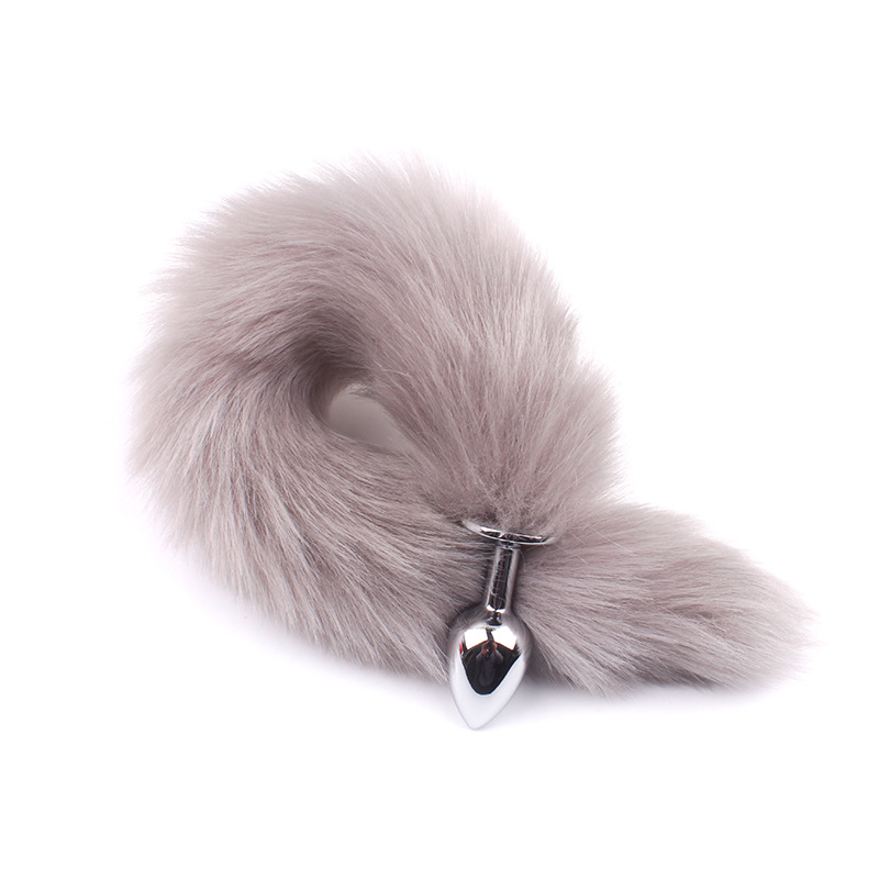 Gray Fox Tail Butt Plug • 18.1 Inch Tail - Gray - image 1