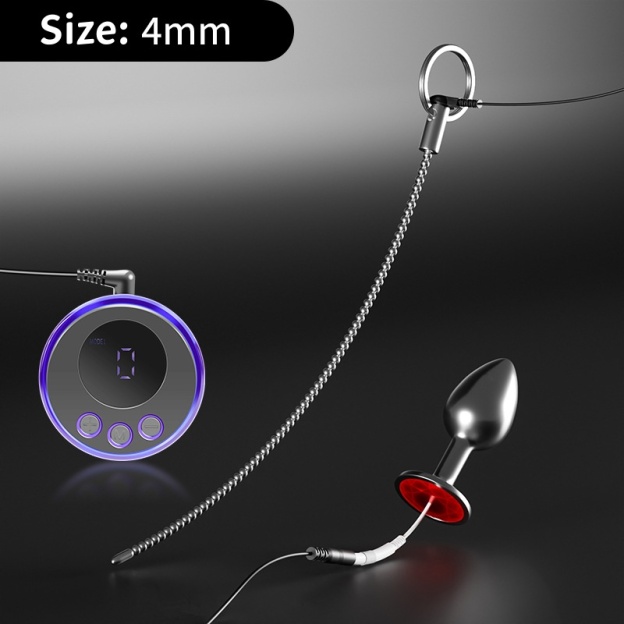 Penis & Anal Plug Duo With Current Control Beaded Urethral Sounding Toy-WeLovePlugs