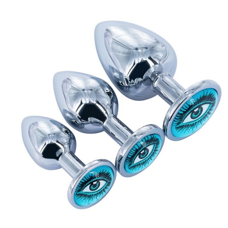 3-Round Jewel Butt Plug - Light Blue - image 4