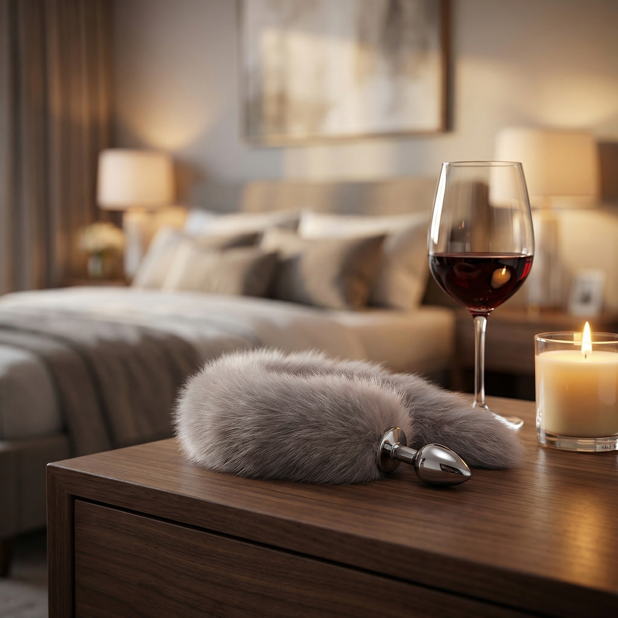 Gray Fox Tail Butt Plug • 18.1 Inch Tail - image 3