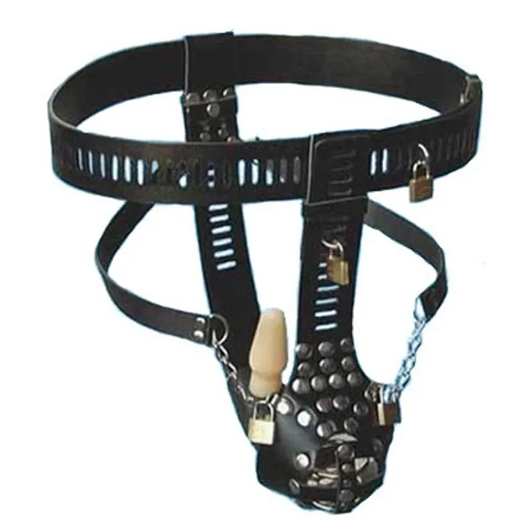 Fancy Dress Spike Male Chastity Belt with Butt Plug