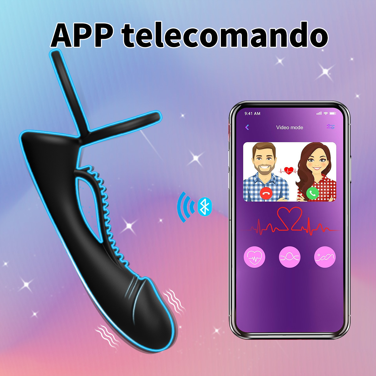 SyncPlay Dual Ring Vibrator App Control Penis Sleeve-WeLovePlugs