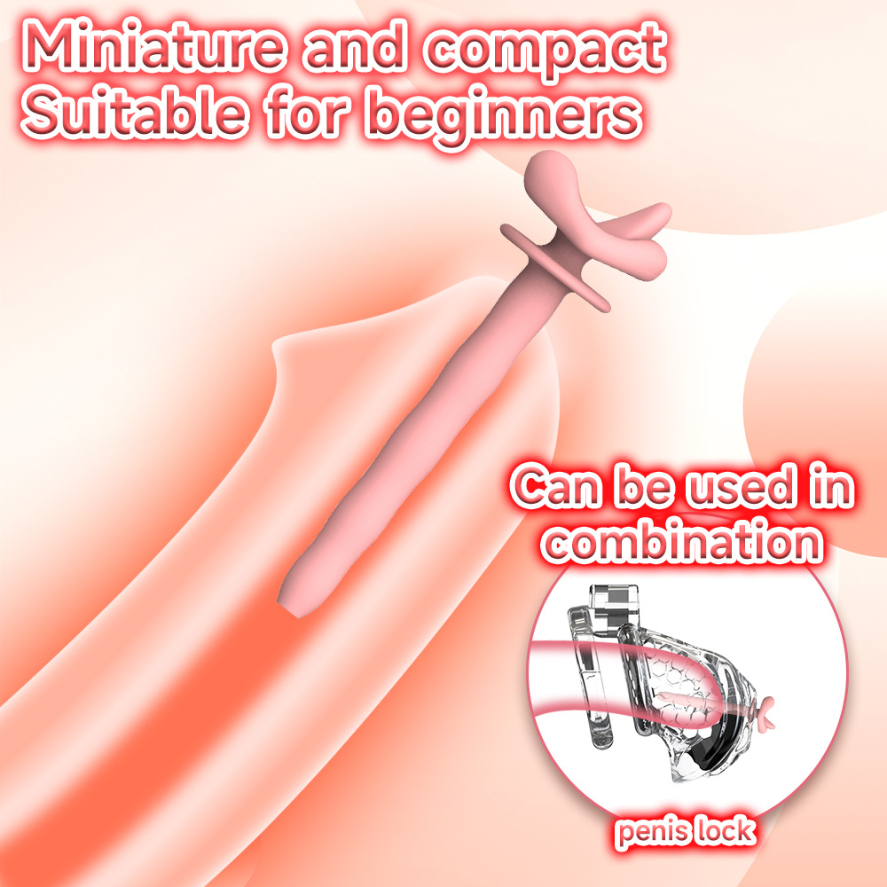 2.95'' Pink Tongue Silicone Urethral Sound Rod Penis Plug-WeLovePlugs