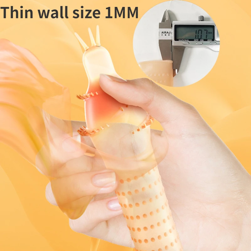 Vibrating Condoms Penis Sleeve Delay Ejaculation Thorn Dot G Spot Cover -WeLovePlugs