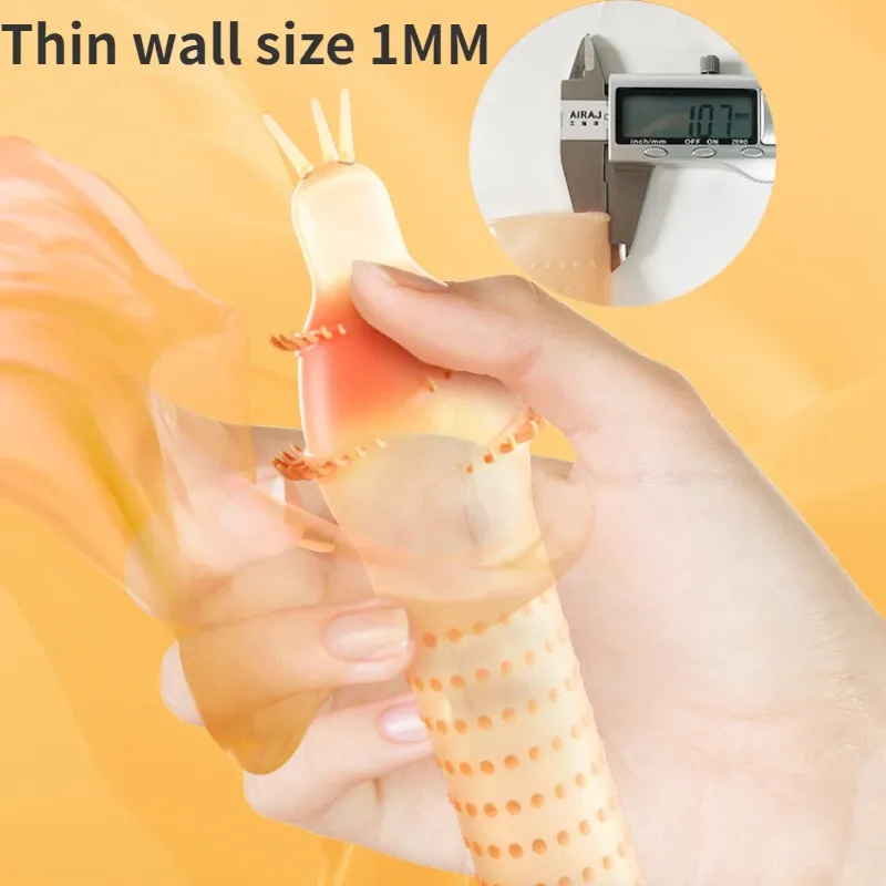 Vibrating Condoms Penis Sleeve Delay Ejaculation Thorn Dot G Spot Cover -WeLovePlugs