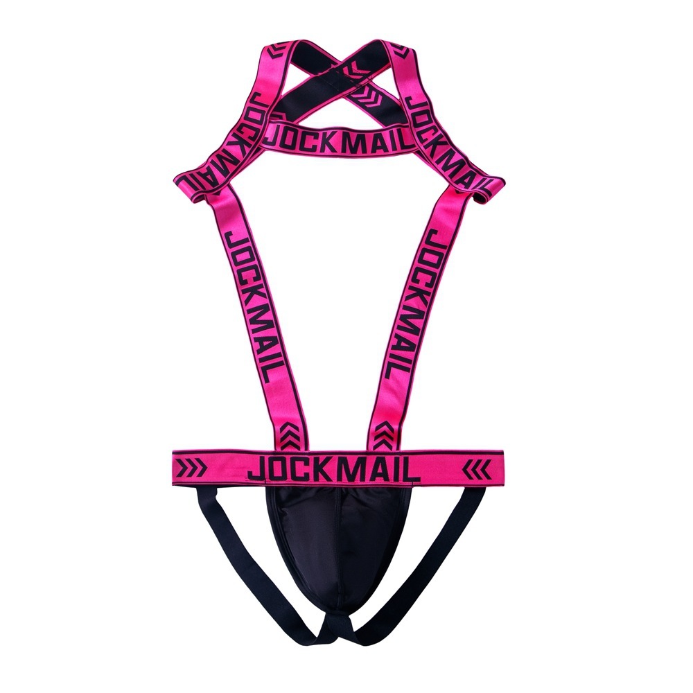 Jockmail Mens Harness With Jockstrap Bodysuit - Rose - XL - image 15