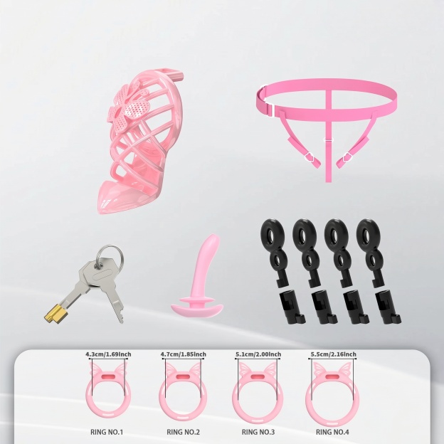 Invisible Butterfly Chastity Cage - Pink - M - image 4