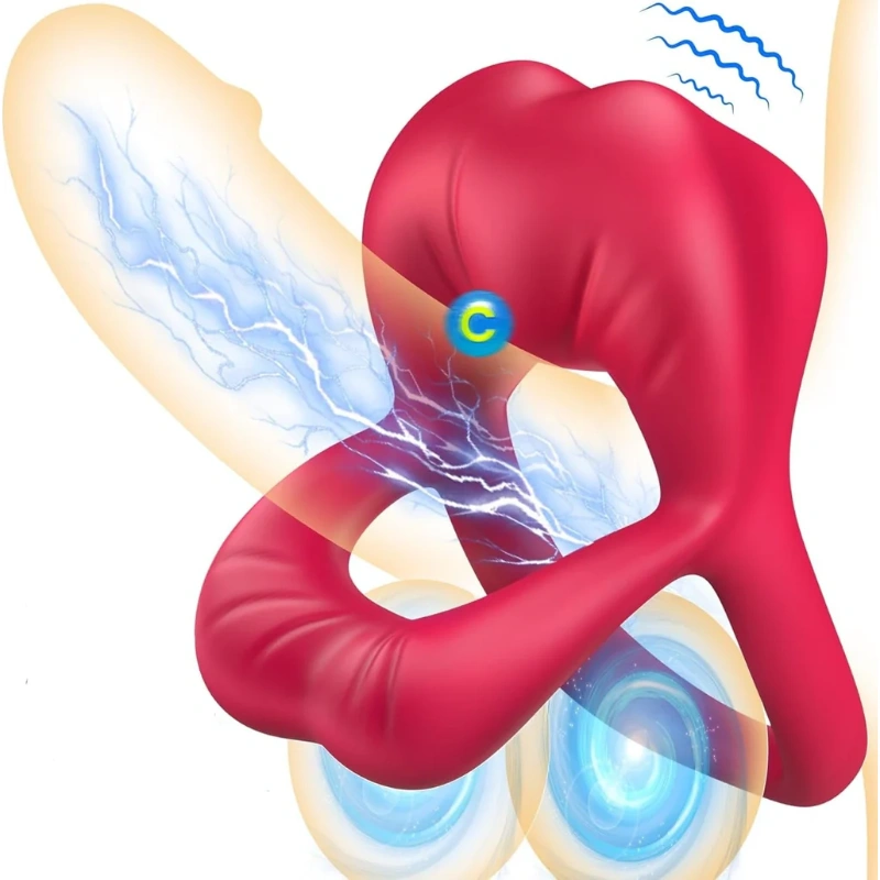 Rose Vibrating Cock Ring with Sexy Licking Clitoris-WeLovePlugs