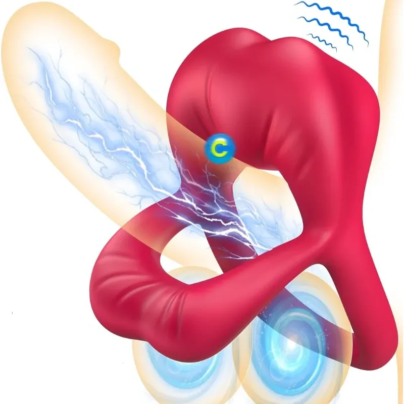 Rose Vibrating Cock Ring with Sexy Licking Clitoris-WeLovePlugs