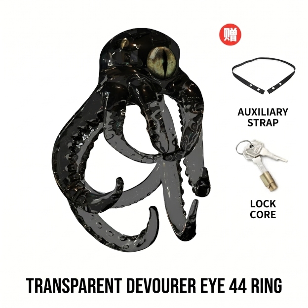 Octopus Kraken Chastity Cage - Black Transparent - 44mm - image 11