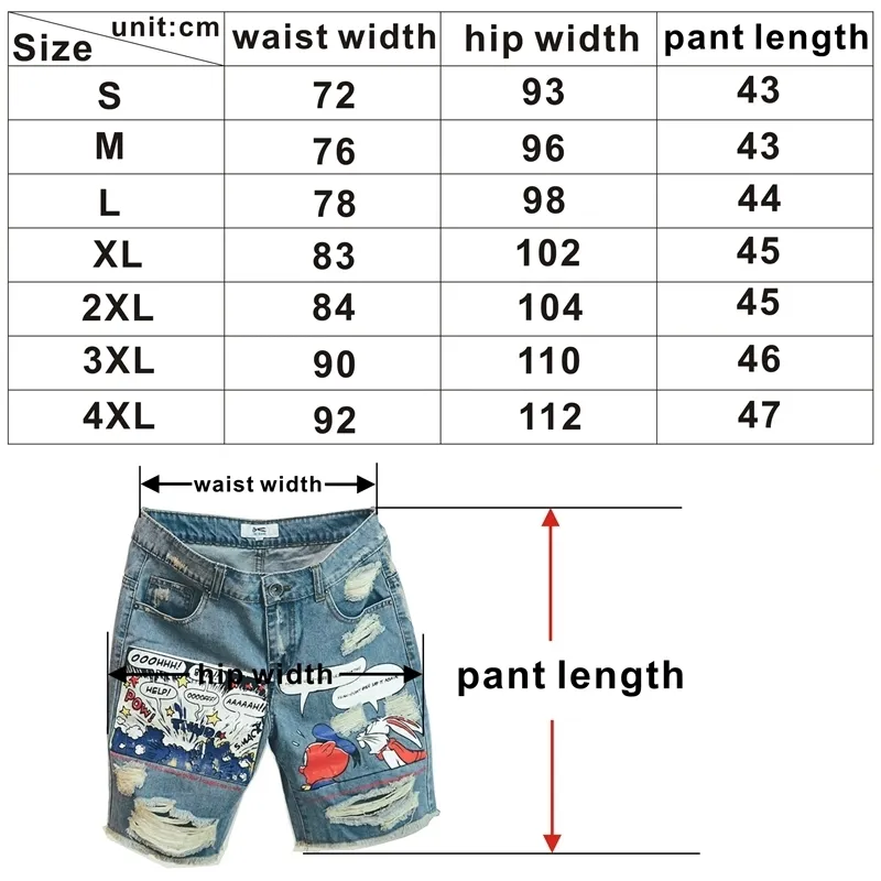 Fashion Mens Jeans Print Jean Shorts - image 6