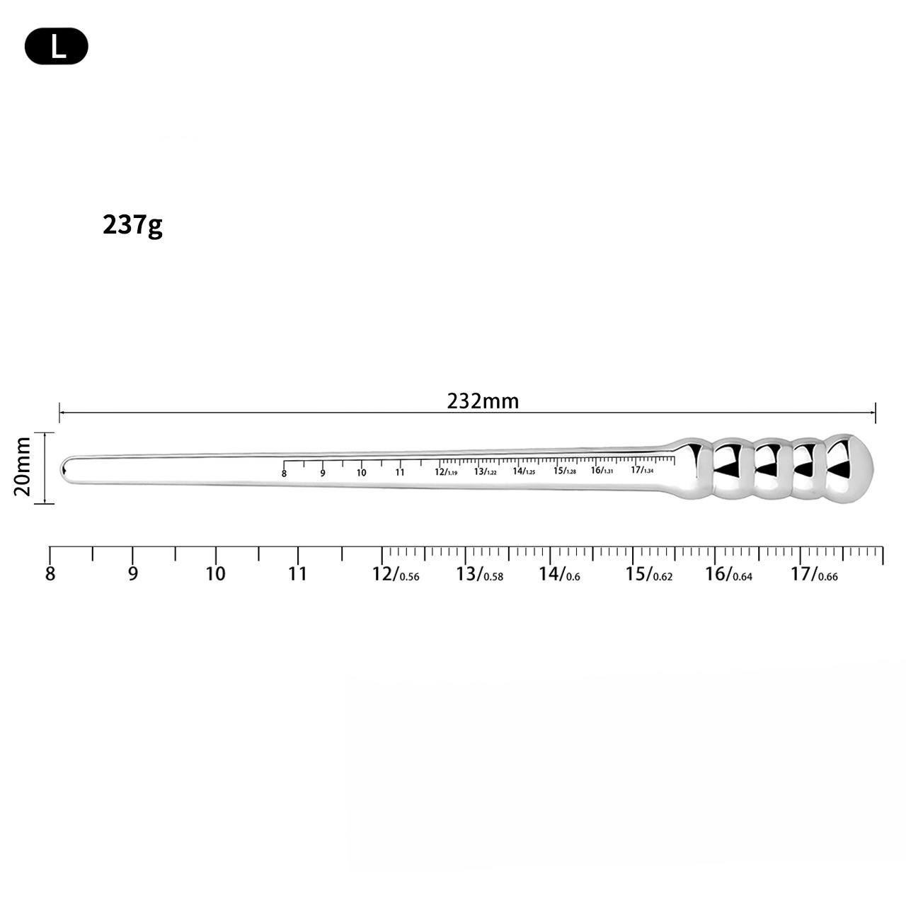 Stainless Steel Urethral Sound with Scale -WeLovePlugs