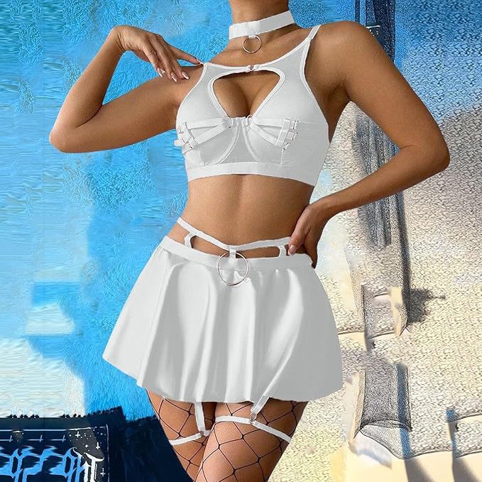 Seductive O-Ring Skirt Lingerie Set