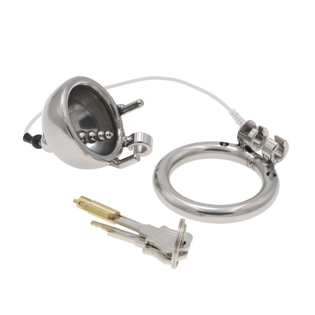 Stainless Steel Locking Chastity Cage with Urethral Tube (40mm–50mm Rings) - image 3