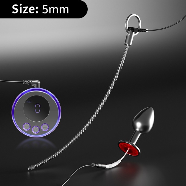 Penis & Anal Plug Duo With Current Control Beaded Urethral Sounding Toy-WeLovePlugs