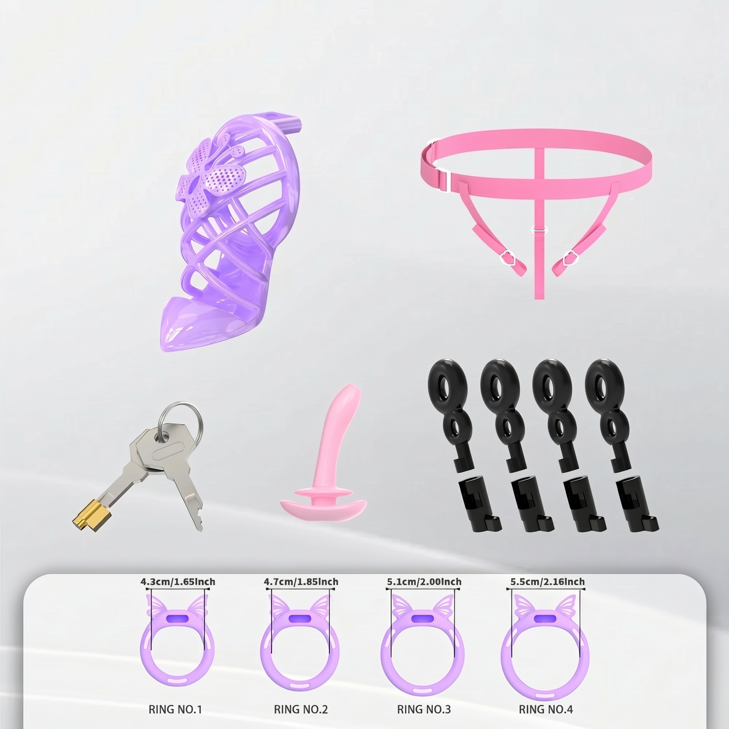Invisible Butterfly Chastity Cage - Purple - M - image 12