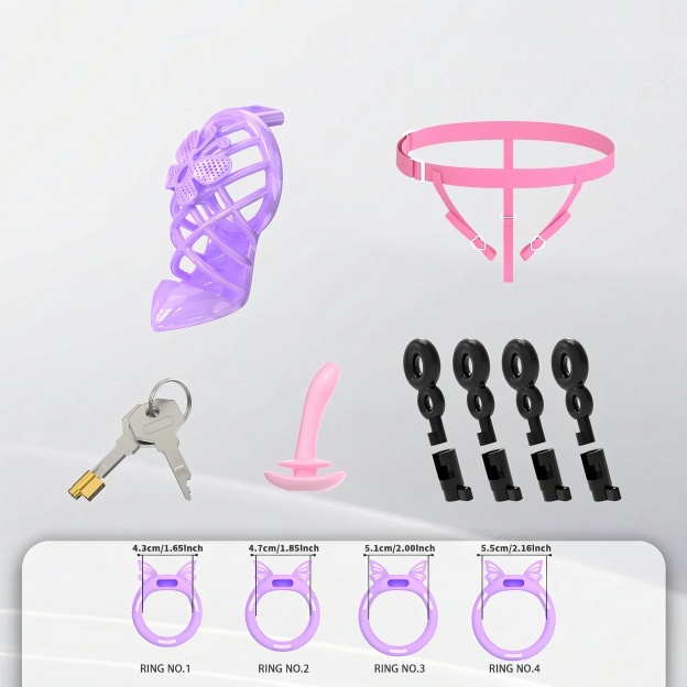 Invisible Butterfly Chastity Cage - Purple - M - image 12