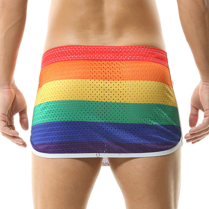 Men Sexy Rainbow Breathable Mesh Skirt Elastic Boxer Shorts  - image 7