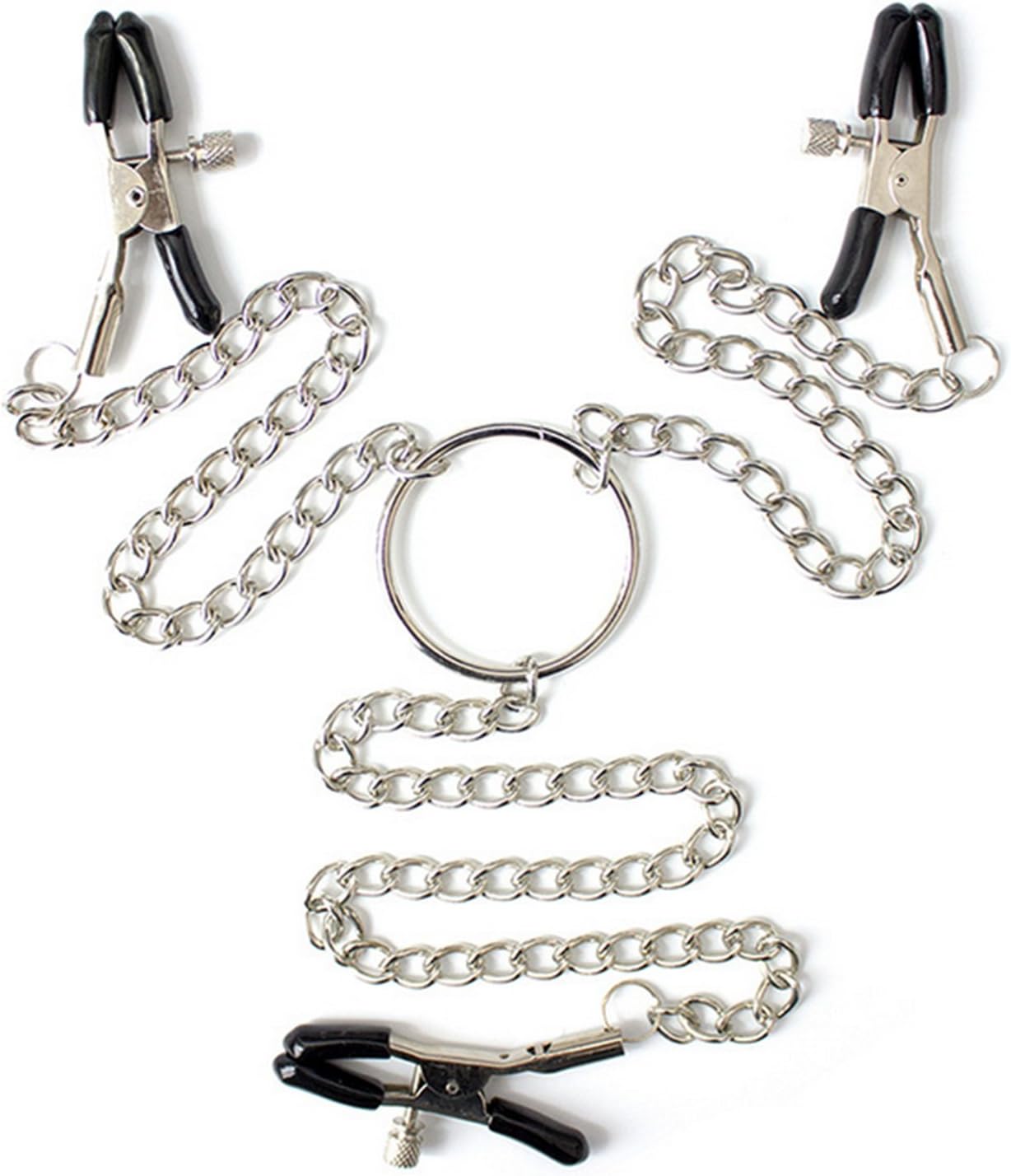 Metal Chain Nipple Clamps 3-Point Clips  -WeLovePlugs