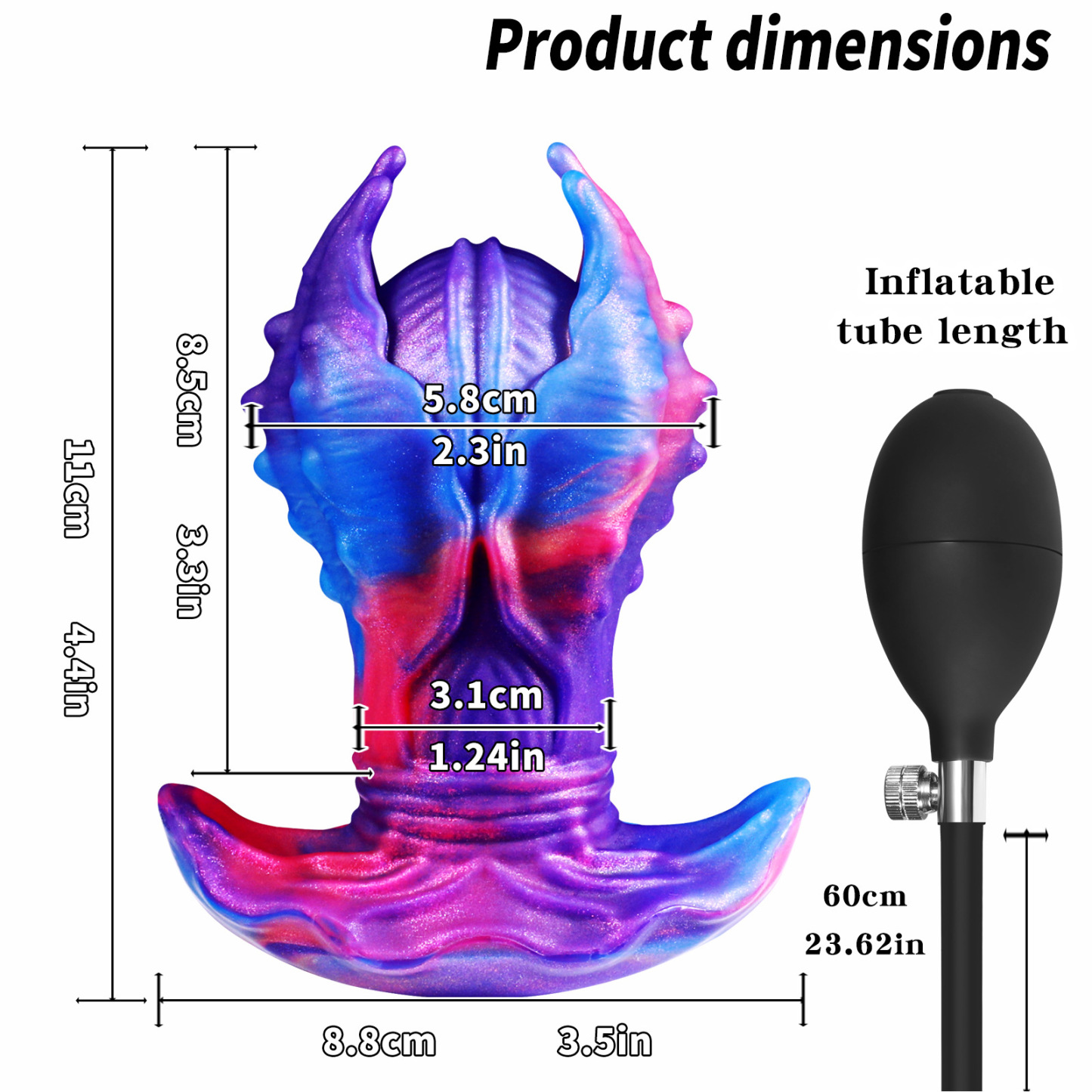Inflatable Petal-Shaped Silicone Butt Plug with Air Pump - Purple - image 5