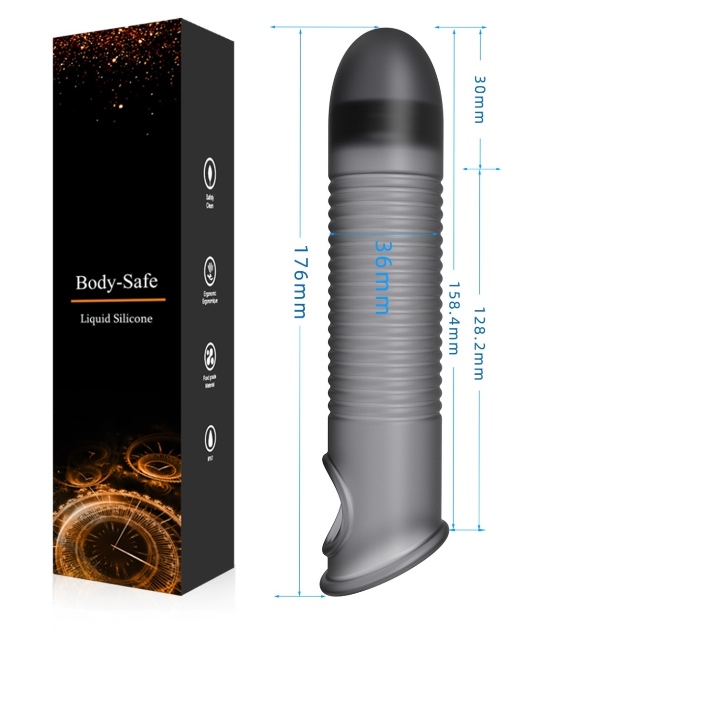 Flexible Ribbed Silicone Penis Sleeve - F - image 6