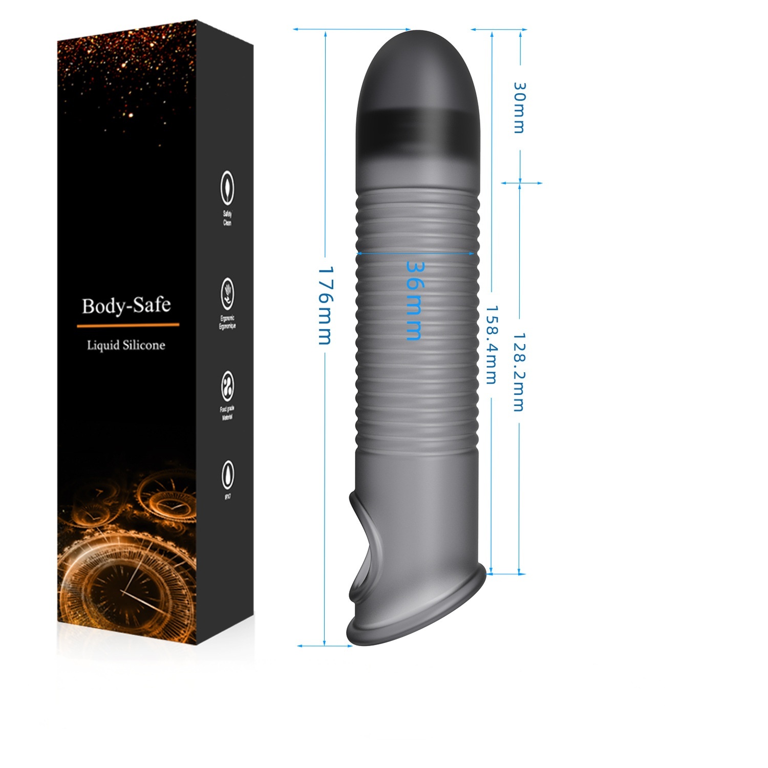 Flexible Ribbed Silicone Penis Sleeve - F - image 6