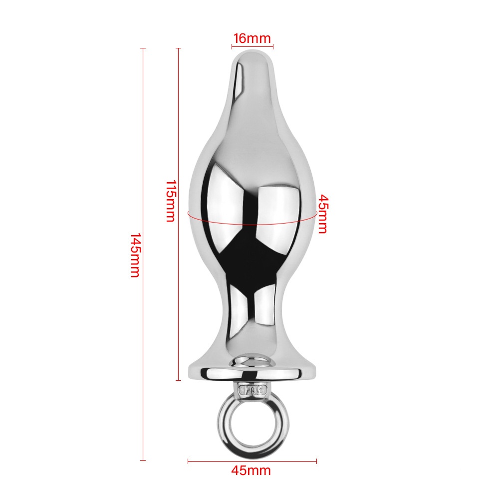 Metal Anal Plug with Pull Ring - L - image 5