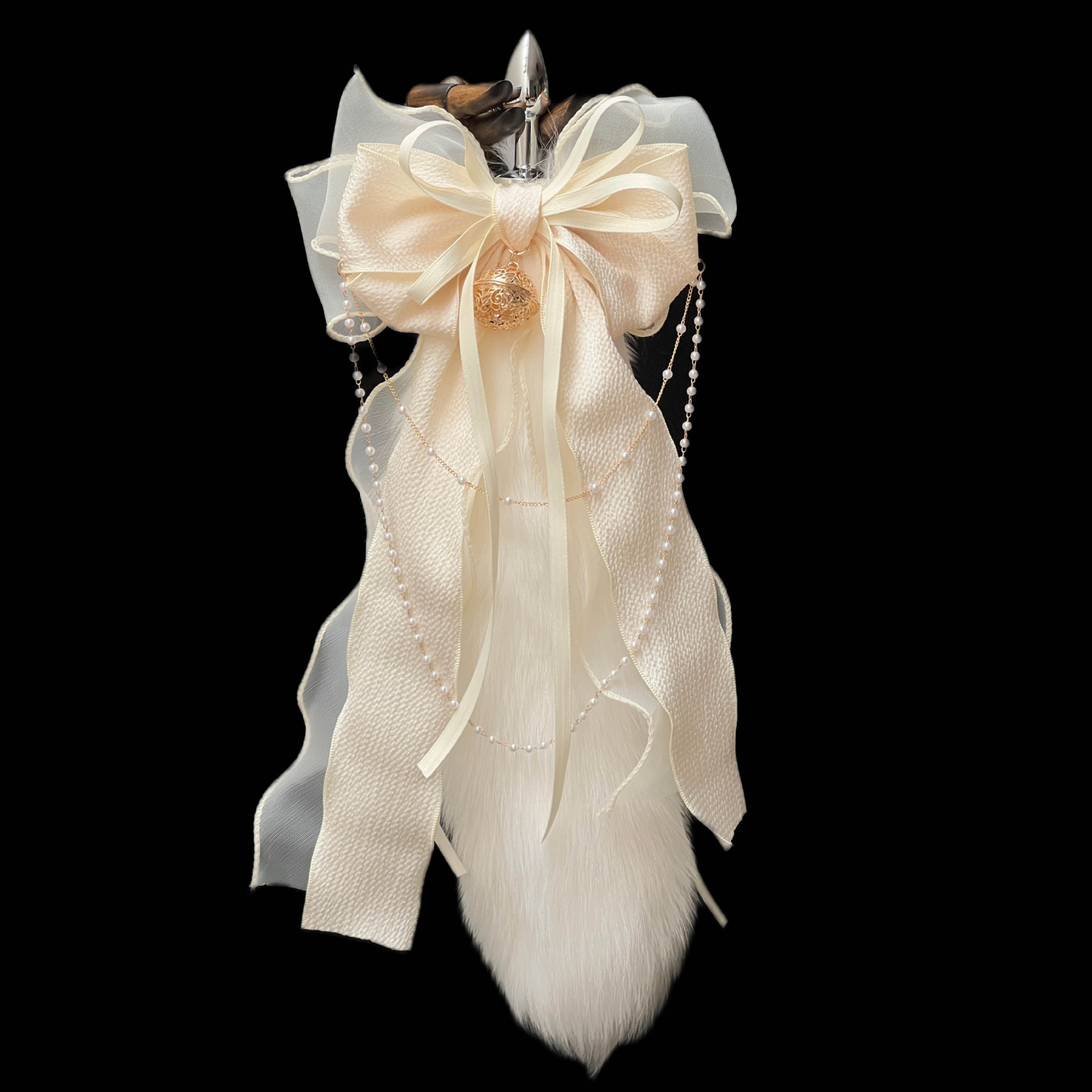 Luxury Fox Tail Plug Set – 15.7" Plush Tail With Pearl Chain & Interchangeable Plug Heads - image 8