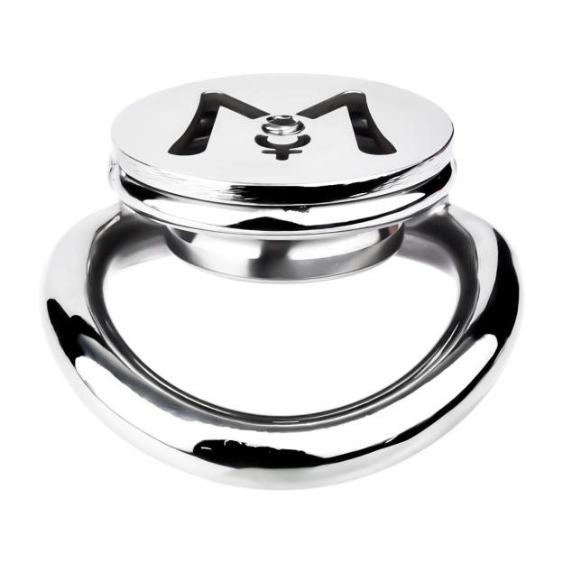 M-shaped Flat Stainless Steel Negative Inverted Chastity Cage Penis Lock Cage-WeLovePlugs