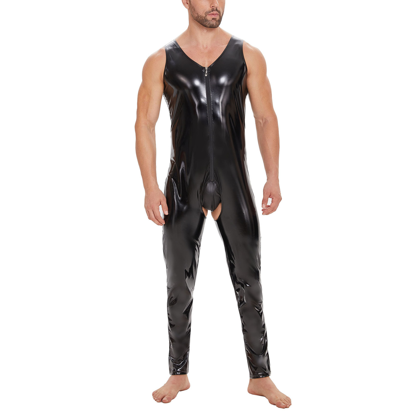 Men Shiny Leather Jumpsuit - image 1