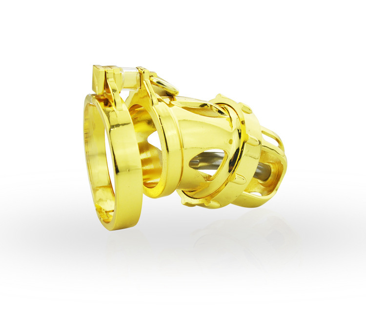 Golden Chastity Cage with Catheter Tube -WeLovePlugs