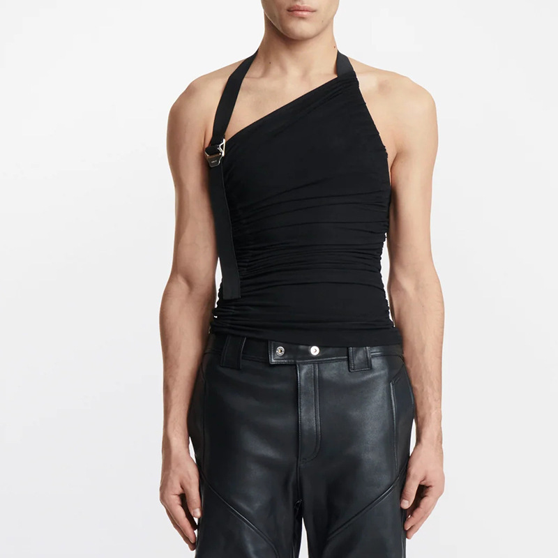 Men's Knit Halter Tank Top - Black - XXL - image 1