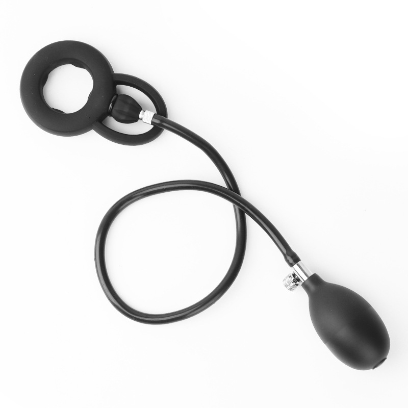 Inflatable Adjustable Silicone Cock Ring With Air Pump - Black - image 2